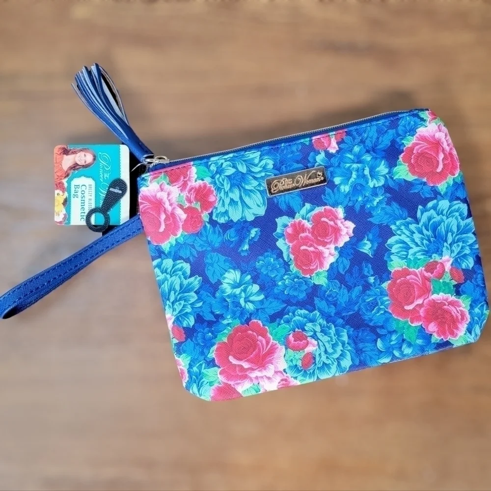 NEW Pioneer Woman Cosmetic Bag Breezy Blossom Print Wristlet